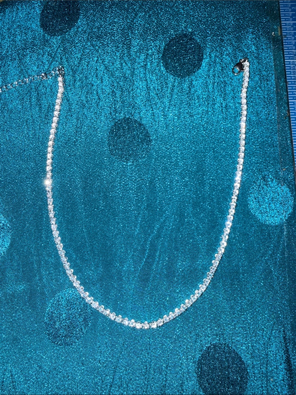 Crystal Tennis Necklace in Silver Tone